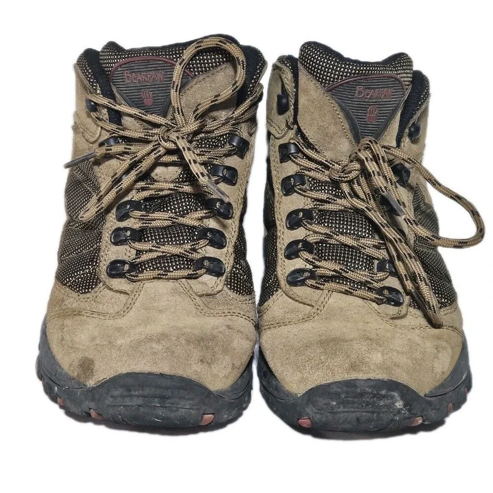 Bearpaw Boots Mens Hiking Size 8 Brown Leather Lace Up Waterproof